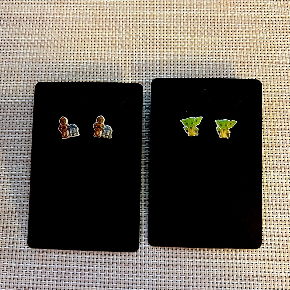 Star Wars Yoda & R2-D2 C-3PO Stud Earrings